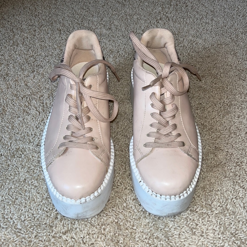ASOS Platform, Chunky Nude Sneakers with Snake Detail on Back Heel